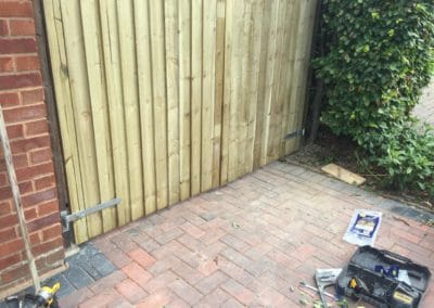 New slatted wooden driveway gates