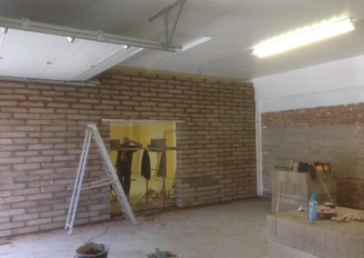 Constructing new interior brick wall