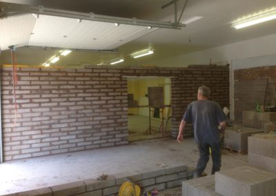 Constructing new interior brick wall