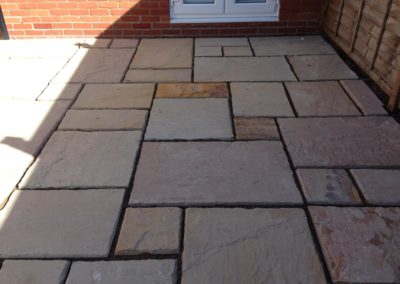 Freshly laid tiled patio