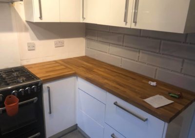 New kitchen with wooden counter tops