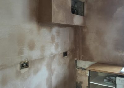 Re-plastering wall in kitchen