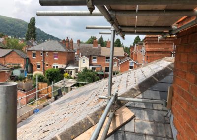 Scaffolding around chimney breast