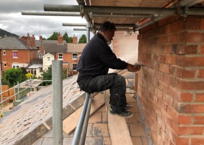 Removing old mortar from chimney