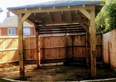 Gazebo with wood fencing