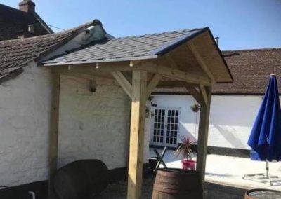 Small gazebo against side of Upton Upon Severn house