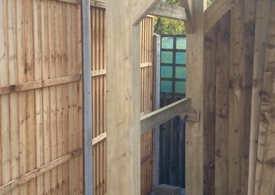 Gazebo alongside neighbour's fence